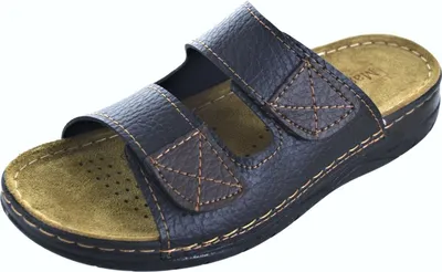 Produktbild von Herren Pantoletten Leder-Innensohle Sandalen Klettverschluss Gr. 42