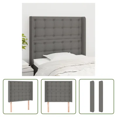 Produktbild von The Living Store Kopfteil mit Ohren Dunkelgrau 83x16x118/128 cm Stoff
