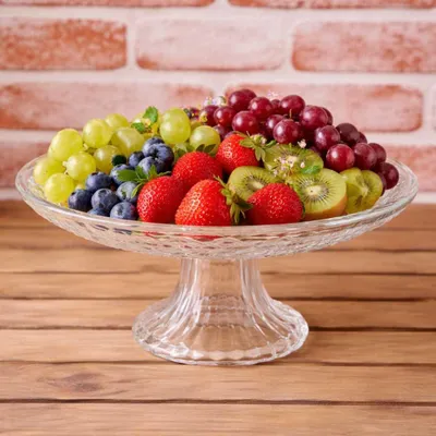 Produktbild von AltoBelli Servierplatte KLARA Glas Tortenplatte auf Fuß 20 cm Obstschale