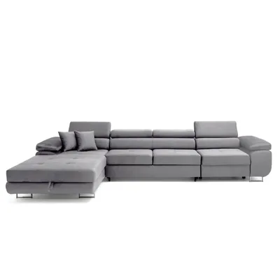 Produktbild von MUFFO Ecksofa ALONZO MAXI Links mit Schlaffunktion 125x195 Velours Grau