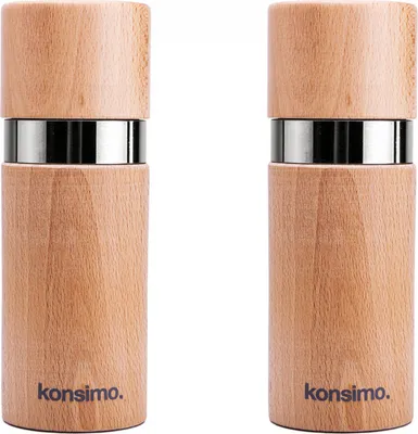 Produktbild von Konsimo Satz Mühlen 2-tlg. geölte buche manuell "ROLLY", Beige, Buchenholz, Modern, 15 cm