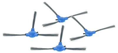 Produktbild von vhbw 4x Seitenbürste kompatibel mit Eufy RoboVac L70 Hybrid Saugroboter - Reinigungsbürsten Set, schwarz / grau / blau, 3-armig