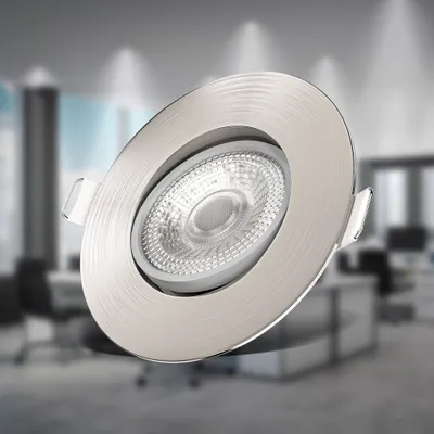 Produktbild von Einbaustrahler 68mm 12er Set - 230V, 4,9W, 480lm, LED, warmweiß, matt-nickel