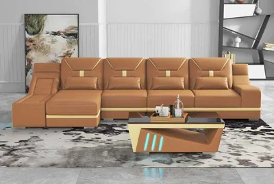 Zdjęcie produktu dla Kanapy Designerska Narożna W Kształcie Litery L Pomarańczowa