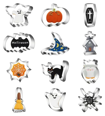 Image de Set de 12 emporte-pièces Halloween en acier inoxydable
