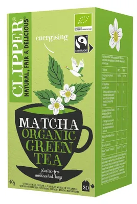 HERBATA ZIELONA Z ACEROLĄ I MATCHĄ FAIR TRADE BIO (20 x 2 g) 40 g - CLIPPER