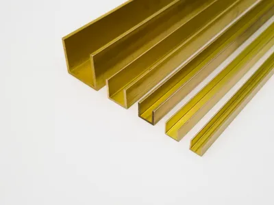 Produktbild von Messing CuZn43Pb2Al (CW624N) U-Profile, Maße: 25x25x25x2 mm, Länge: 1500 mm