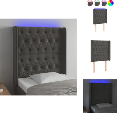 Produktbild von vidaXL LED Kopfteil Dunkelgrau 83x16x118/128 cm Samt -  Kopf- & Fußenden