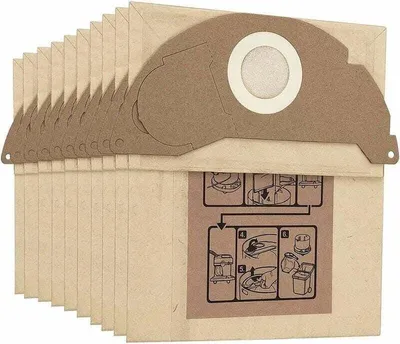 Obrázek produktu pro balení 10 prachových sáčků pro vysavač Kärcher WD2 MV2 WD2250 A2004 A2054, sada náhradních prachových sáčků 6.904-322.0