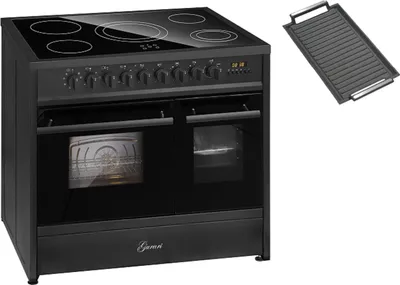 Produktbild von Gurari GCH E 912 DF BL +Grillplatte, Elektro Standherd 90 cm mit zwei Backöfen in Schwarz