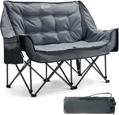 Immagine prodotto di Sedia da campeggio imbottita, pieghevole, per adulti, di grandi dimensioni, ideale per giardino e picnic