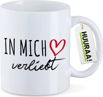 Produktbild von Huuraa Kaffeetasse In mich verliebt 330ml Weiß Keramik Kaffeebecher Geschenkidee