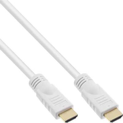 Image de InLine® 17505W Câble HDMI, HDMI High Speed avec Ethernet, Premium, prise/prise, blanc/or, 5m