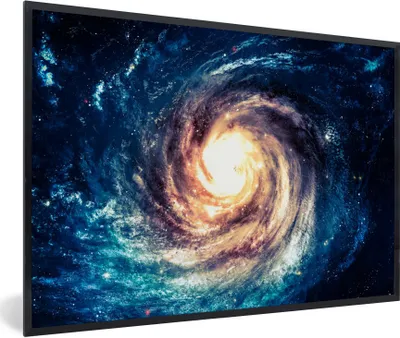 Produktbild von MuchoWow® Gerahmtes Poster Weltraum - Sterne - Blau 90x60 cm - Poster mit Schwarzem Bilderrahmen Wandposter Rahmen Foto Bilder - Fotorahmen - Foto-Plakat