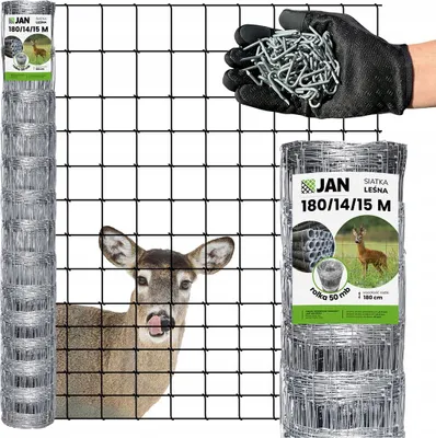 Produktbild von Wildzaun - Knotengeflecht - verzinkt Forstzaun - 180/14/15 M - 50 m - Wetterfest - Robuste Konstruktion - Ideal für Wildschutz