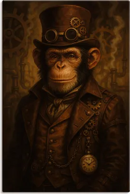 Produktbild von ARTland Leinwandbild Steampunk-Affe Größe: 80x120 cm