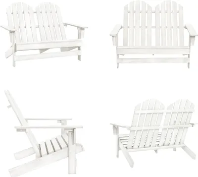 Produktbild von vidaXL 2 Sitzer Adirondack Gartenbank Massivholz Tanne Weiß - Gartenstuhl - Gartenstühle - Gartensessel - Außenstuhl