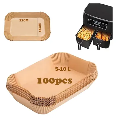 Produktbild von Backpapier fš¹r Hei?luftfritteuse, 100 Stš¹ck šC Airfryer Backpapier fš¹r Ninja, kompatibel mit 7.5-10L AF300EU, AF400EU, Princess, Dual Zone