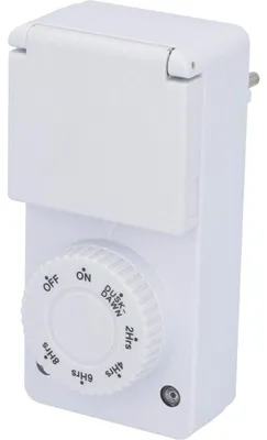 Immagine prodotto di UNITEC Programmatore orario con funzione conto alla rovescia per esterni, IP 44, analogico, blocco bambini, funzione crepuscolare, bianco