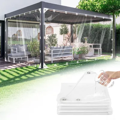Produktbild von Transparente Plane, wasserdicht, robust, PVC, 2,5 m x 3 m, verstärkt, 400 g/m²