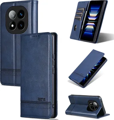 Obrázek produktu pro Kožené pouzdro pro Xiaomi Redmi Note 14 Pro 5G, skládací peněženkové pouzdro s magnetickým uzávěrem a stojánkem modré