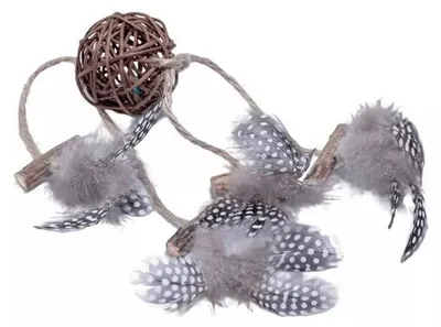 Produktbild von Quapas! 49114 Katzenspielzeug – Rattanball mit Federn