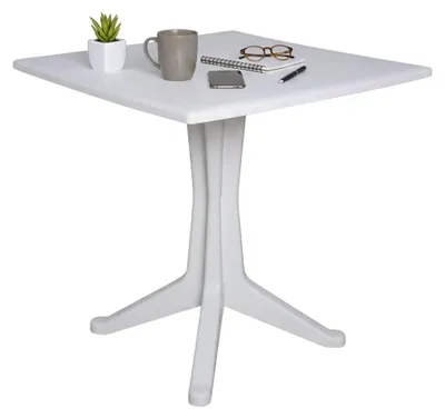 Produktbild von Gartentisch Dmondel, Feststehender quadratischer Tisch, Mehrzweck-Gartentisch, 100 % Italy, 70x70h72 cm, Weiß