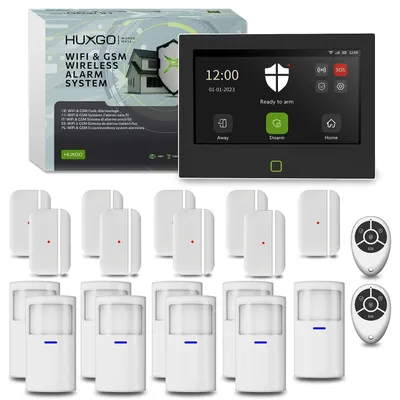 Produktbild von HUXGO Alarmanlage WLAN GSM 4G HXA700 7" 9 PIR + 9 Türsensor App Steuerung