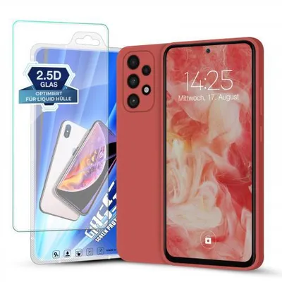 Produktbild von Liquid Silikon Hülle für Samsung Galaxy A53 5G - Farbe: Rot - Modellkompatibilität: Für Samsung Galaxy A53 5G - Displayglas: Mit 9H Displayglas
