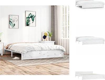 Produktbild von vidaXL Massivholzbett Weiß 160x200 cm -  Betten & Bettgestelle