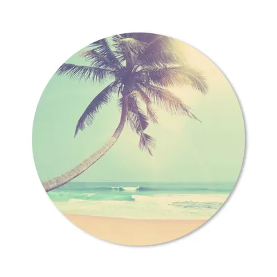 Produktbild von MuchoWow® Mauspad Mousepad Retro - Palme - Sonne - Sommer 30x30 cm - Mousepads - Maus Mat - Pad - Mausunterlage - Tischunterlage - Schreibtischmatten