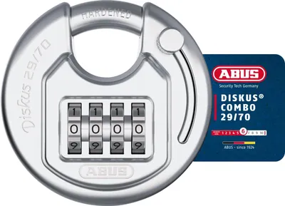 Immagine prodotto di Lucchetto ABUS  Combo 29/70 - serratura a combinazione con codice a 4 cifre per un'elevata sicurezza - per uso interno ed esterno - corpo della serratura in acciaio inox