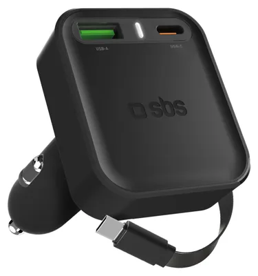 Image de SBS Chargeur voiture avec câble rétractable intégré