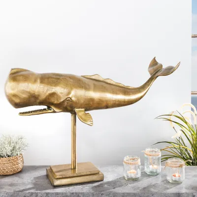 Produktbild von riess-ambiente Maritime Skulptur WAL 70cm messing Metall Design Dekoration