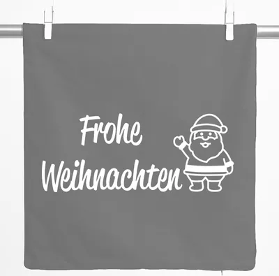 Produktbild von Huuraa Kissenbezug Frohe Weihnachten Weihnachtsmann 40x40cm Steel Grey Baumwolle Dekokissenbezug Geschenkidee