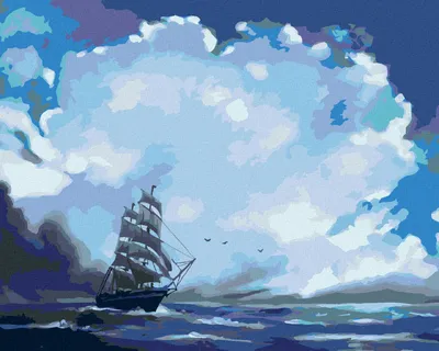 Produktbild von Zuty - Malen nach Zahlen - WOLKEN UND SEGELSCHIFFE (D. RUSTY RUST), 40x50 cm, mit Keilrahmen (bereits gespannt)
