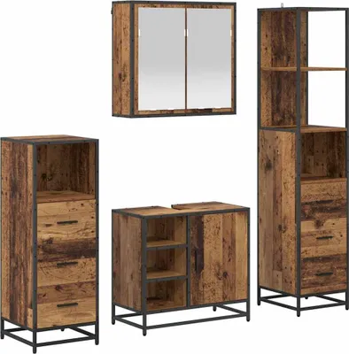Imagen del producto de vidaXL Juego de muebles de baño, 4 piezas, madera reciclada, 65 x 33 x 60 cm