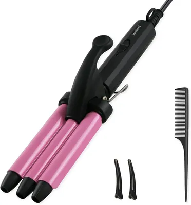 Produktbild von 13mm Welleneisen für haare - janelove Mini Lockenstab 3 Fässer Welleneisen für kurze haare, 200°C Keramik Beach waves Lockenstab Perfekt für Reisen
