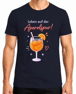 Produktbild von Leben auf der Aperolspur! Sommer Cocktail Spritz Mädelsabend Herren T-Shirt, Navy, L