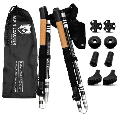 Obrázek produktu pro Skládací turistické hole z karbonu nebo hliníku s korkovou rukojetí