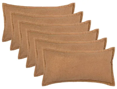 Imagen del producto de vidaXL Fundas de cojín, 6 unidades, HOUTEN, color beige, 40 x 70 cm, tejido bouclé