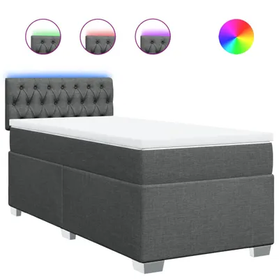 Immagine prodotto di vidaXL Letto a molle con materasso grigio scuro 90x200 cm in tessuto
