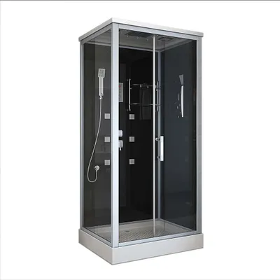 Produktbild von HOME DELUXE - Komplettdusche WAVE L - Schwarz,Maße: 100 x 80 cm - inkl. Radio, Regendusche und komplettem Zubehör I Fertigdusche, Dusche, Duschtempel