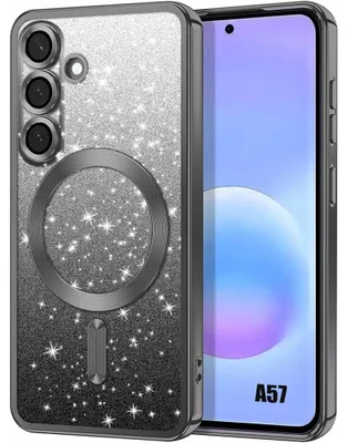 Image de Coque pour Samsung Galaxy A57 5G, Silicone Anti-Rayures avec Cercle Magnétique - Noir Pailleté