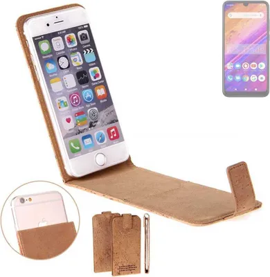 Produktbild von K-S-Trade Handyhülle kompatibel mit BLU J6S Kork Hülle Flipstyle Case Schutzhülle Kork Case Hülle Flip cover Klapphülle Klapp, braun 1x