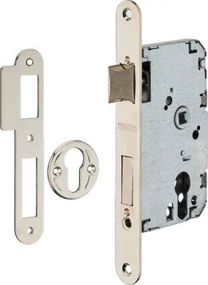 Image de Boitier de serrure encastrable à cylindre pour porte d'entrée, axe 50mm, bouts ronds - THIRARD