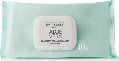 Zdjęcie produktu dla Byphasse Chusteczki do demakijażu Aloe Vera skóra wrażliwa 40U