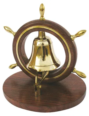 Immagine prodotto di Campana da tavolo con volante, ottone/legno, 11,5 cm