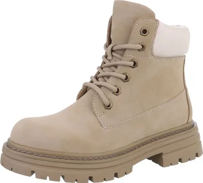 Produktbild von Ital-Design Damen Stiefeletten Plateaustiefeletten Schnürstiefeletten  Lederoptik Flache Stiefeletten 87740359 Hellbraun Gr.  36
