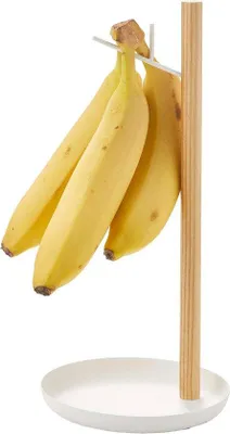 Produktbild von Famanu Bananenständer Weiß Stahl Holz 13 x 13 x 28 cm